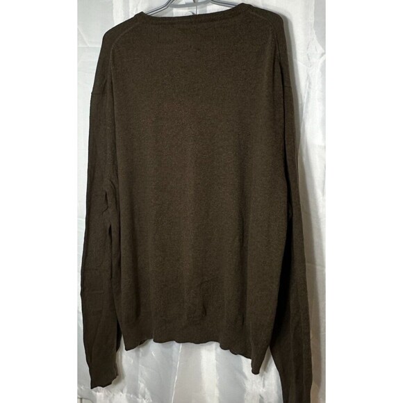 Chaps Sweater Mens XXL Brown V Neck Cashmere Cotton Smooth Long SL Logo Pullover - Picture 5 of 14